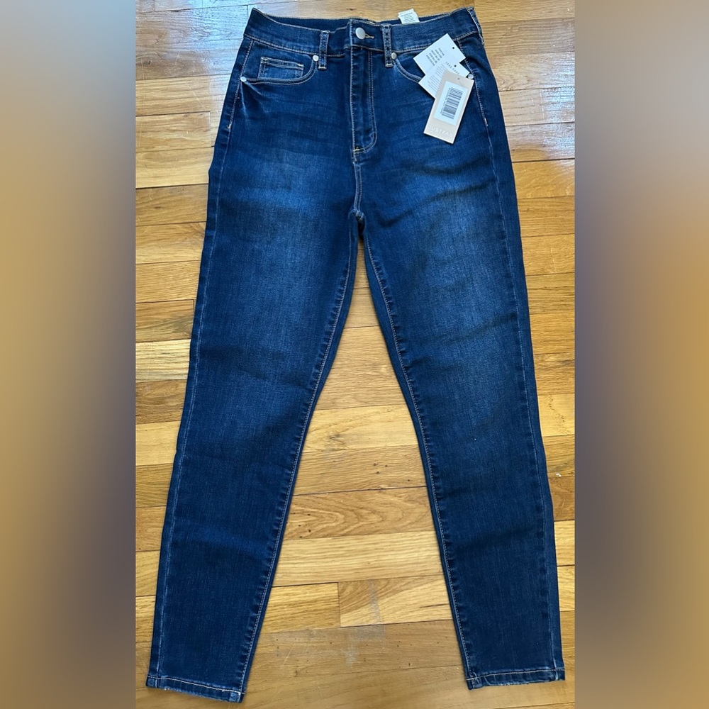 NWT Just Fab Women's Blue Skinny Dark Wash Stretch Denim Jeans Size 28 Y2K High